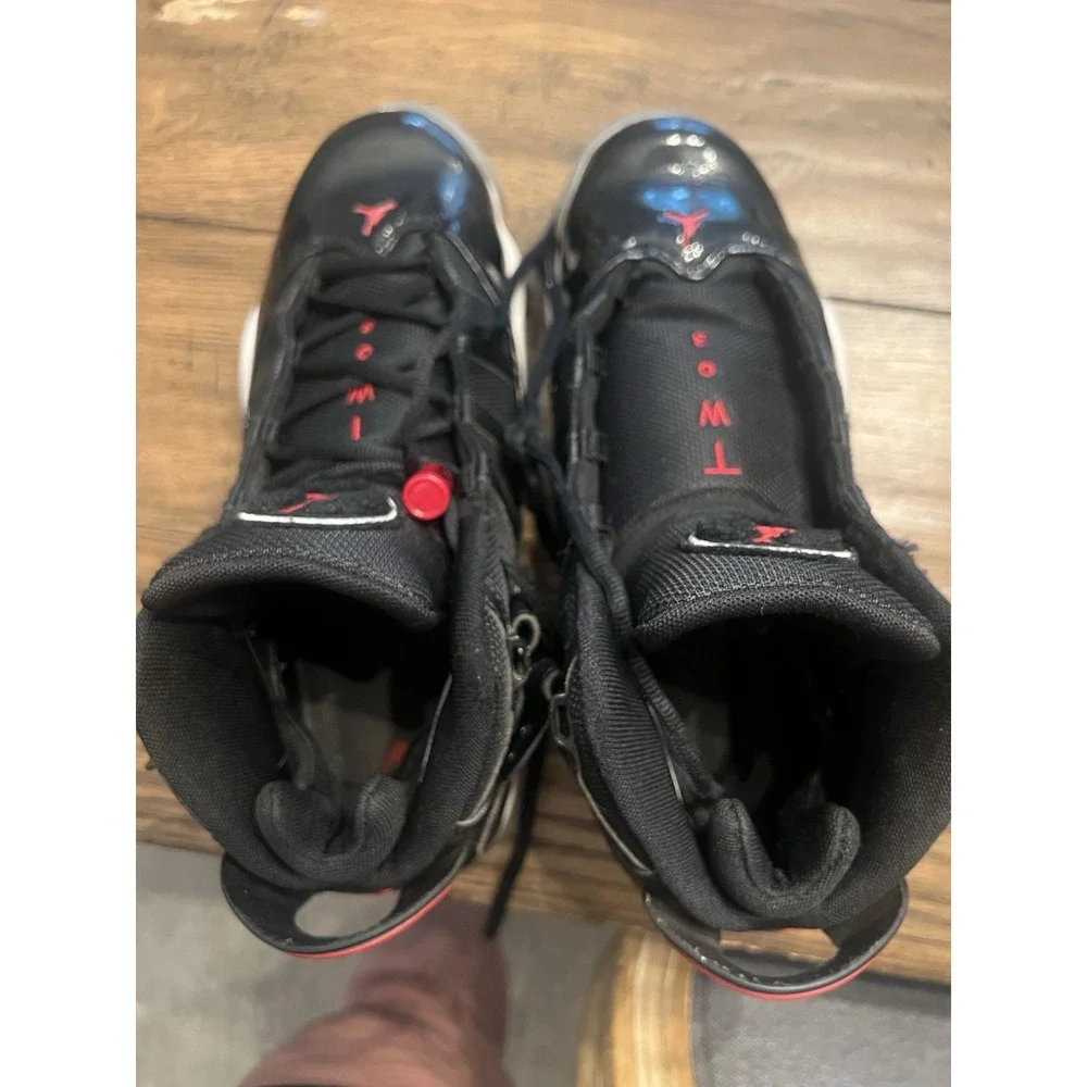 Nike Air Jordan 6 Rings Men's Size 9 Black/Gym Red/White, No Red‎ Clip On 1 Lace